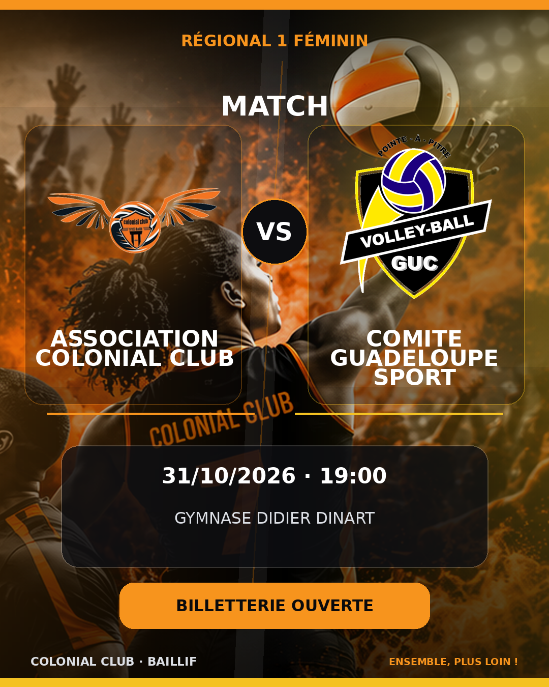 Affiche · COLONIAL CLUB Contre Comité Guadeloupe Sport